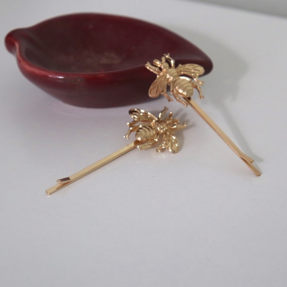 Gold Bee Hair Pins (set of 2)
